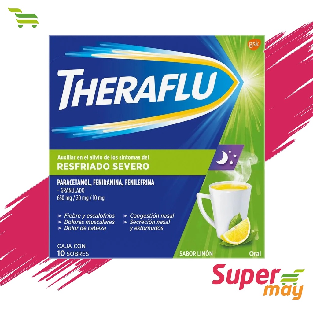 THERAFLU VERDE NOCHE 10 UDS