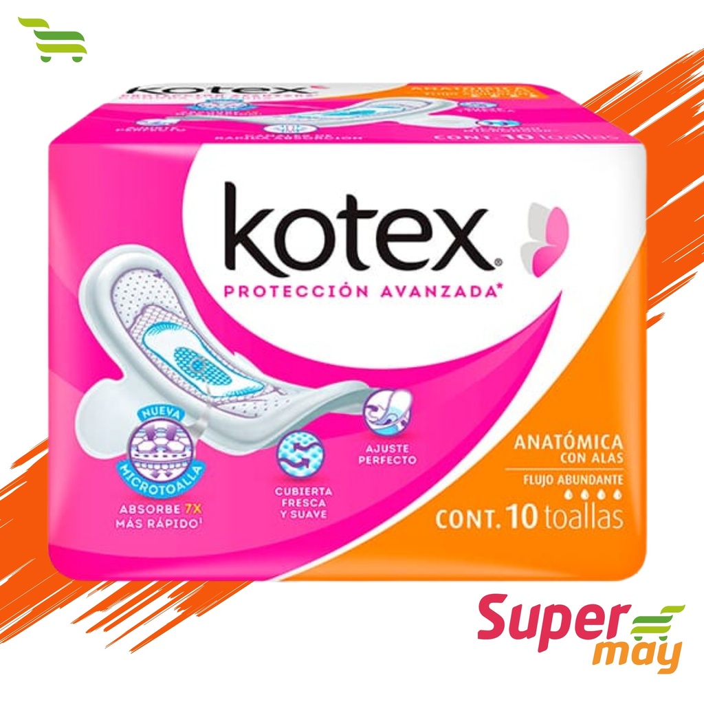 KOTEX ANAT C/ALAS TOALLA 10 UDS