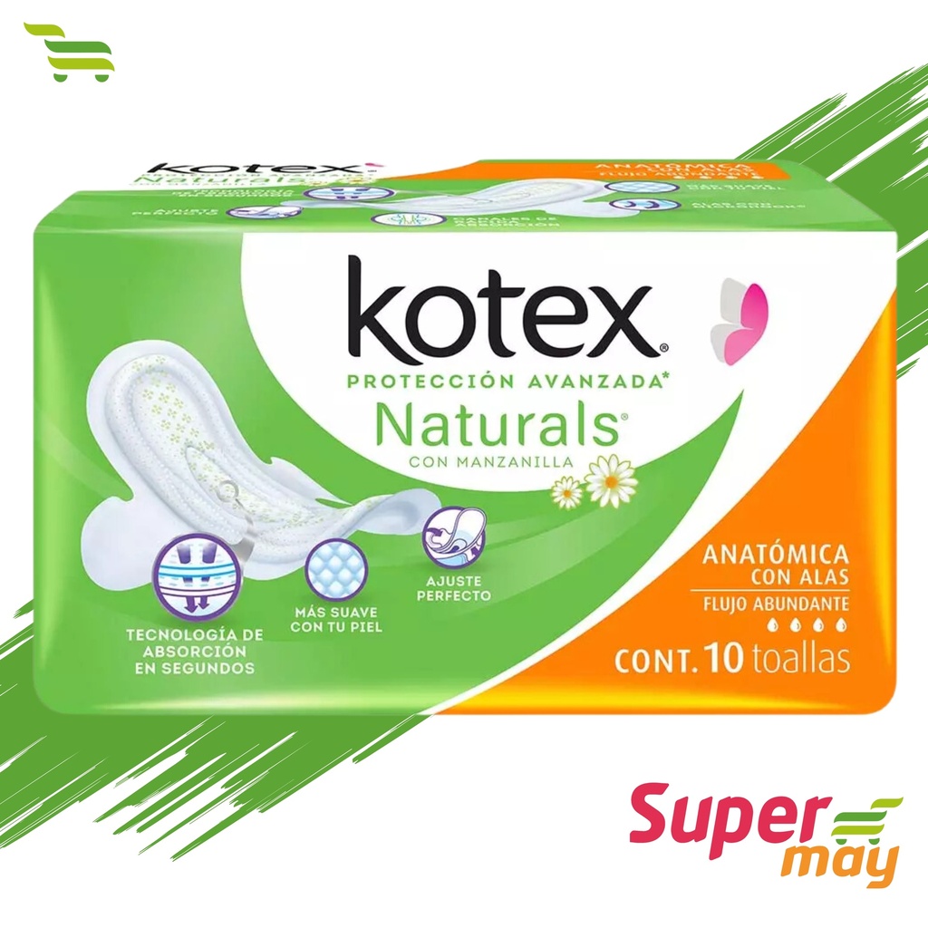 KOTEX NATURALS C/ALAS TOALLA 10 UDS