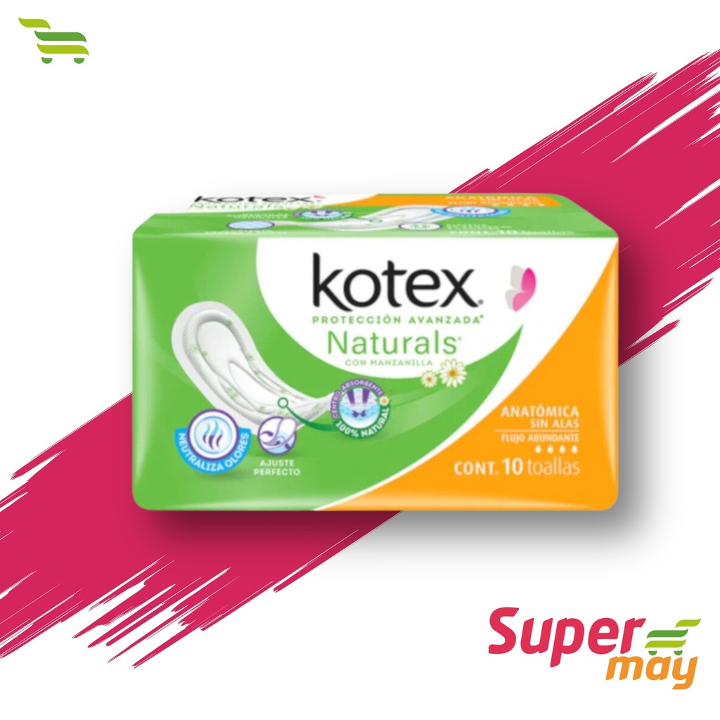 KOTEX NATURALS  S/ALAS TOALLA 10 UDS