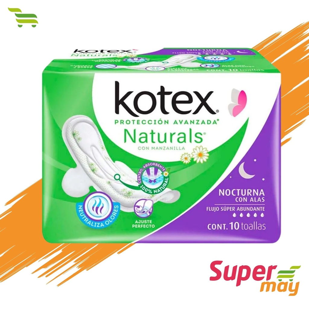 KOTEX NATURALS NOCTURNA C/ALAS TOALLA 10 UDS