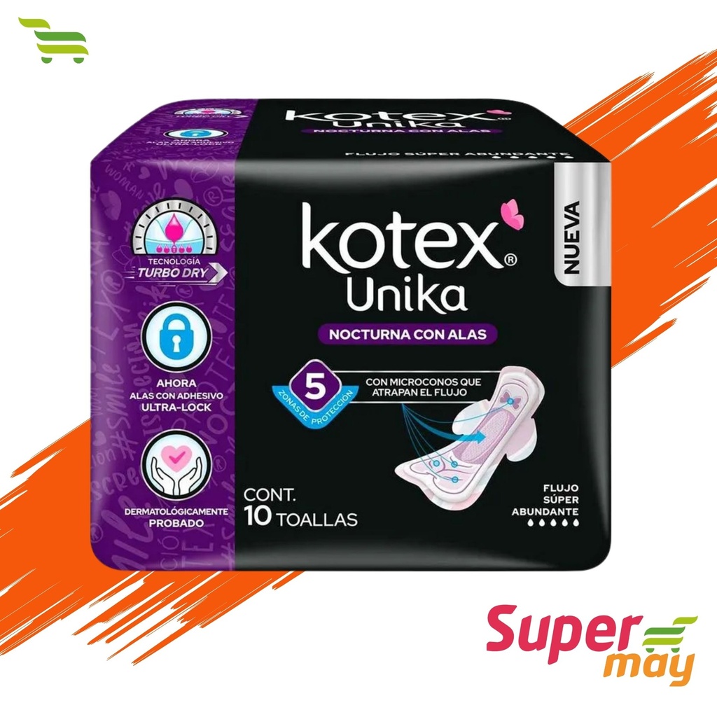 KOTEX UNIKA NOCTURNA C/ALAS TOALLA 10 UDS