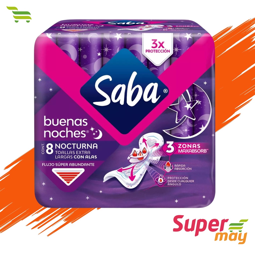 SABA B. NOCHE TOALLA 8 UDS