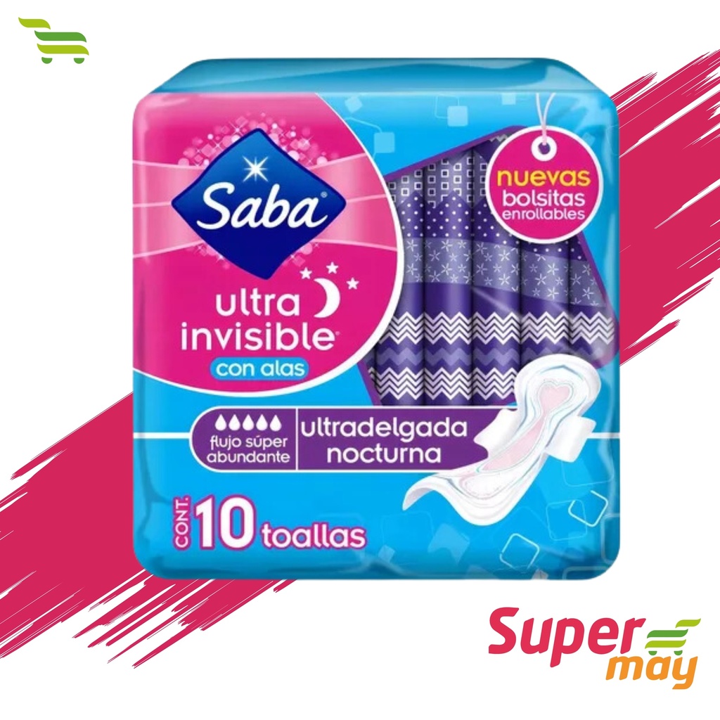 SABA NOCHE ULTRAINVISIBLE TOALLA 10 UDS