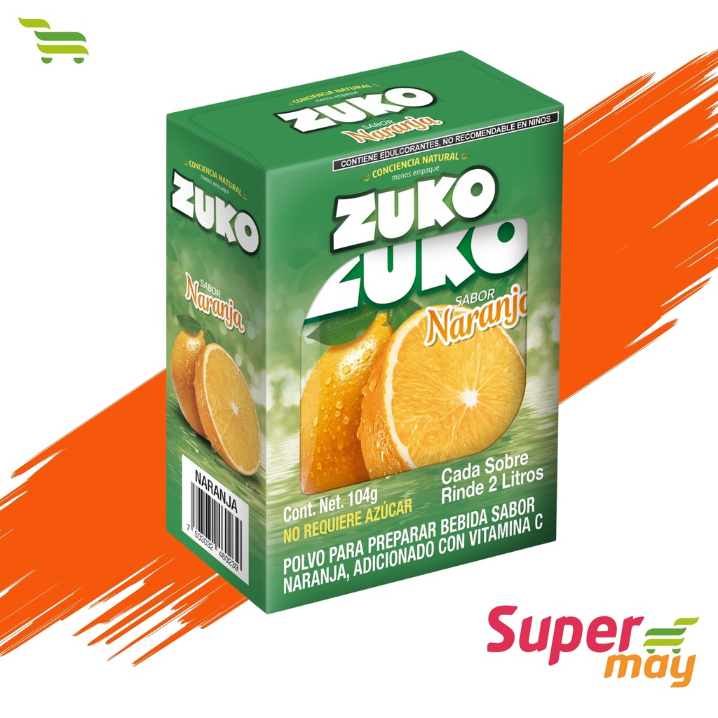 ZUKO NARANJA BEBIDA EN POLVO 8 UDS