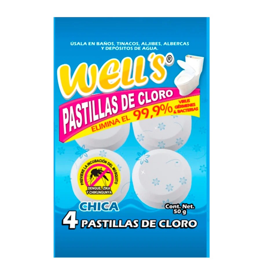 WELLS CLORO PASTILLA CHICA C/4 PZ