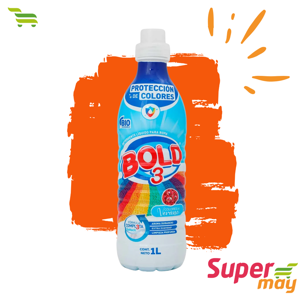 BOLD 3 COLORES DETERGENTE LIQUIDO 1 LT
