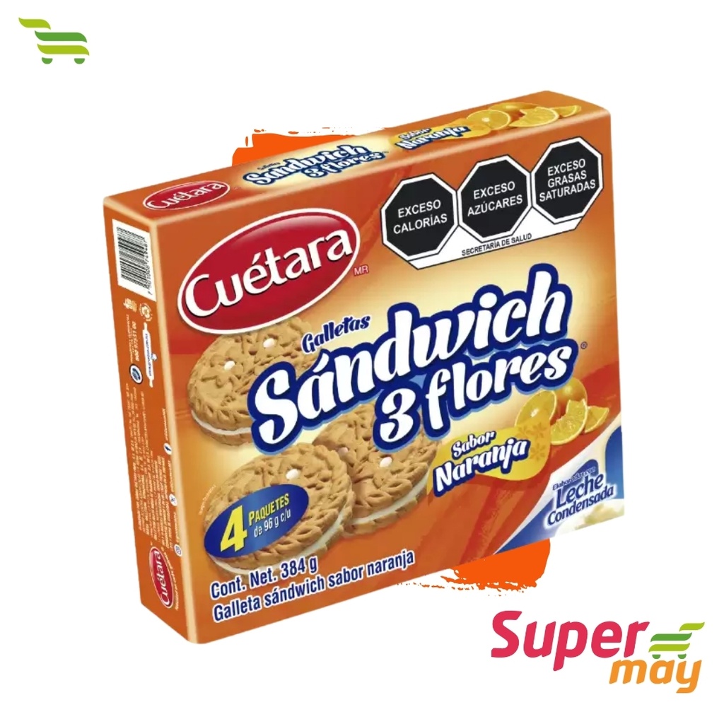CUETARA 3 FLORES SANDWINCH NARANJA