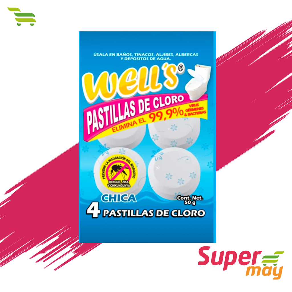 WELLS CLORO PASTILLA CHICA C/4 PZ