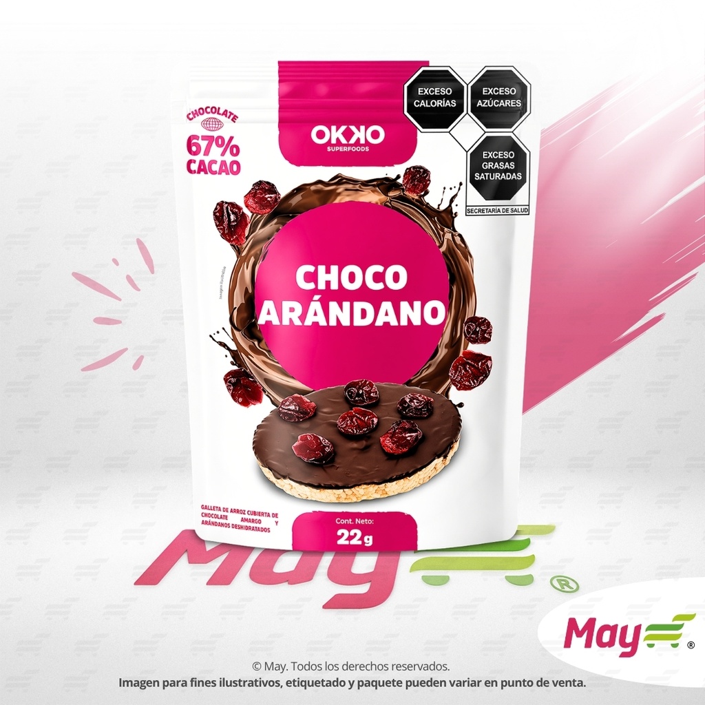 OKKO GALLETA  CHOCO RICE CAKE ARANDANO 22 GR
