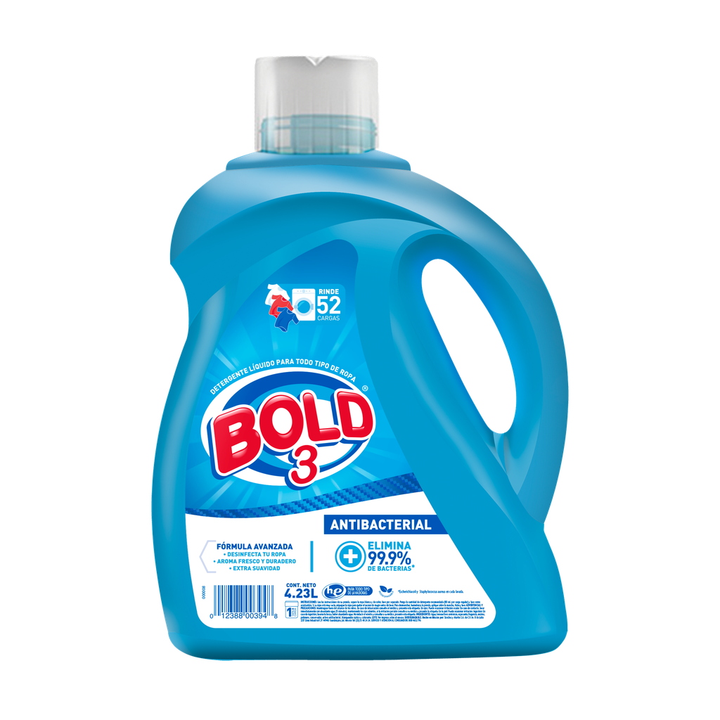 BOLD 3 QUITAMANCHAS DETERGENTE LIQUIDO 4.23 LT