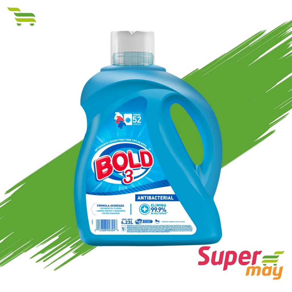 BOLD 3 QUITAMANCHAS DETERGENTE LIQUIDO 4.23 LT