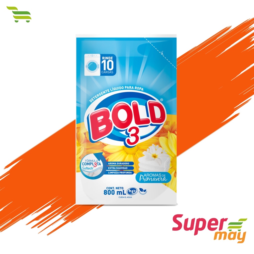 BOLD 3 FLORES DETERGENTE LIQUIDO 800 ML