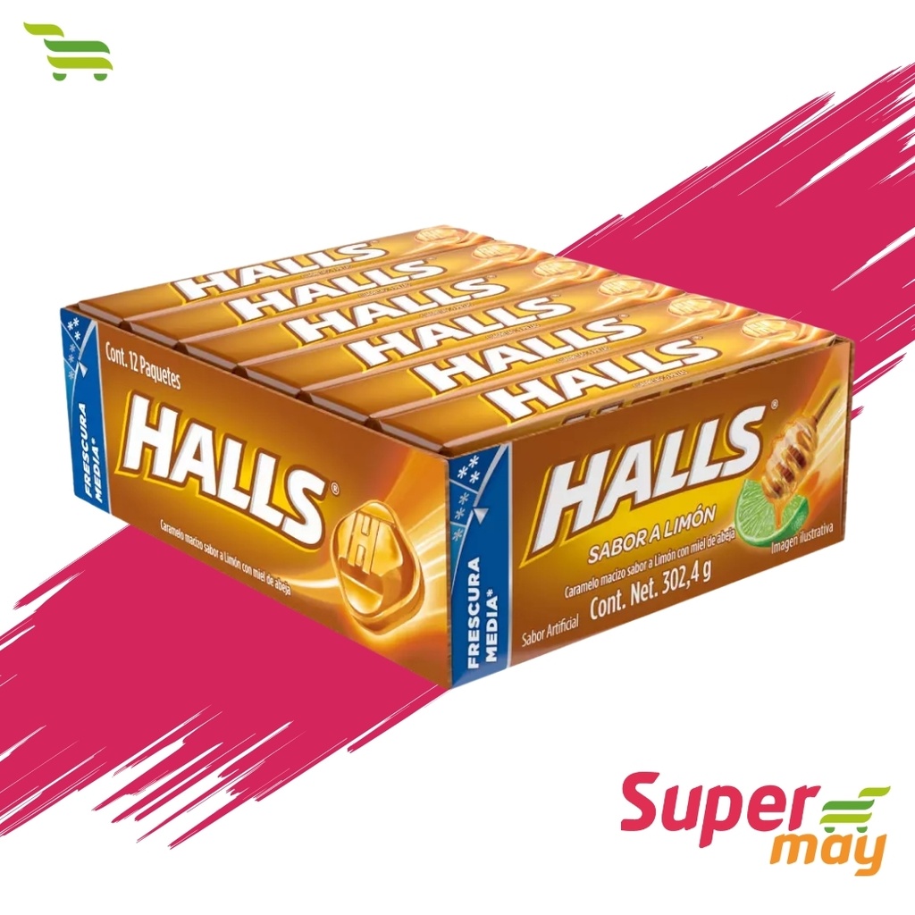 HALLS MIEL CARAMELO EXH/12 UDS